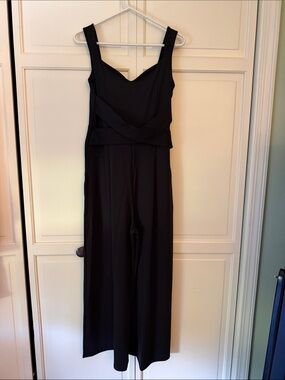 HALARA Black V-Neck Wide-Leg Jumpsuit medium petite